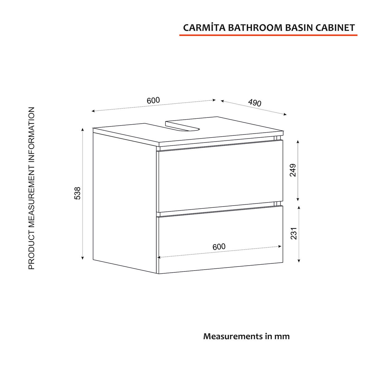 WASCHBECKENUNTERSCHRANK Hängend Carmita Weiß - Weiß, Holzwerkstoff (60/53.8/49cm) - moebel17