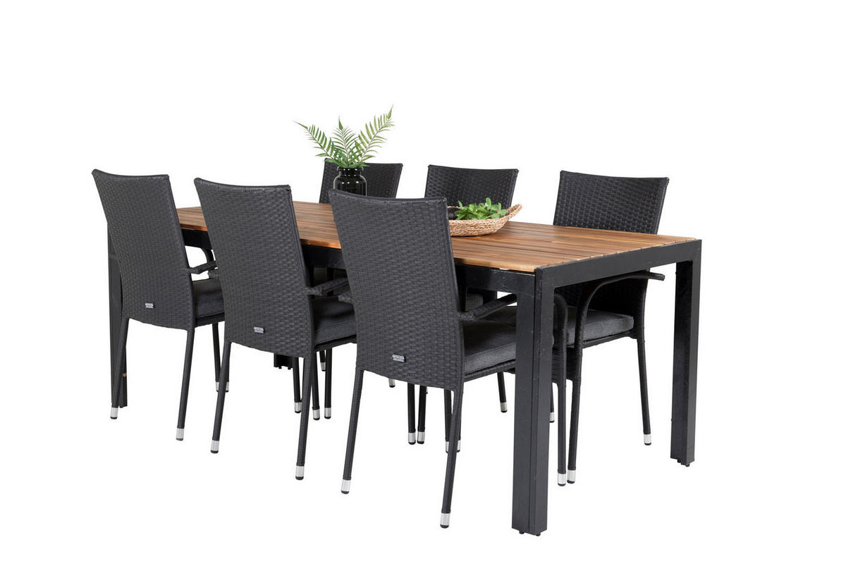 GARTENTISCHGRUPPE Schwarz - Schwarz, Holzwerkstoff - ebuy24