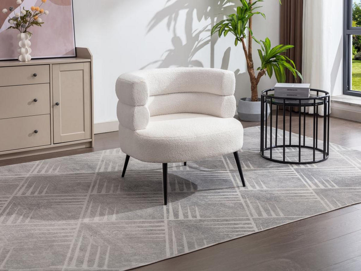 SESSEL - Bouclé-Stoff - Weiß - CAMEDO - Weiß, Textil (74/73/80cm) - Vente-Unique