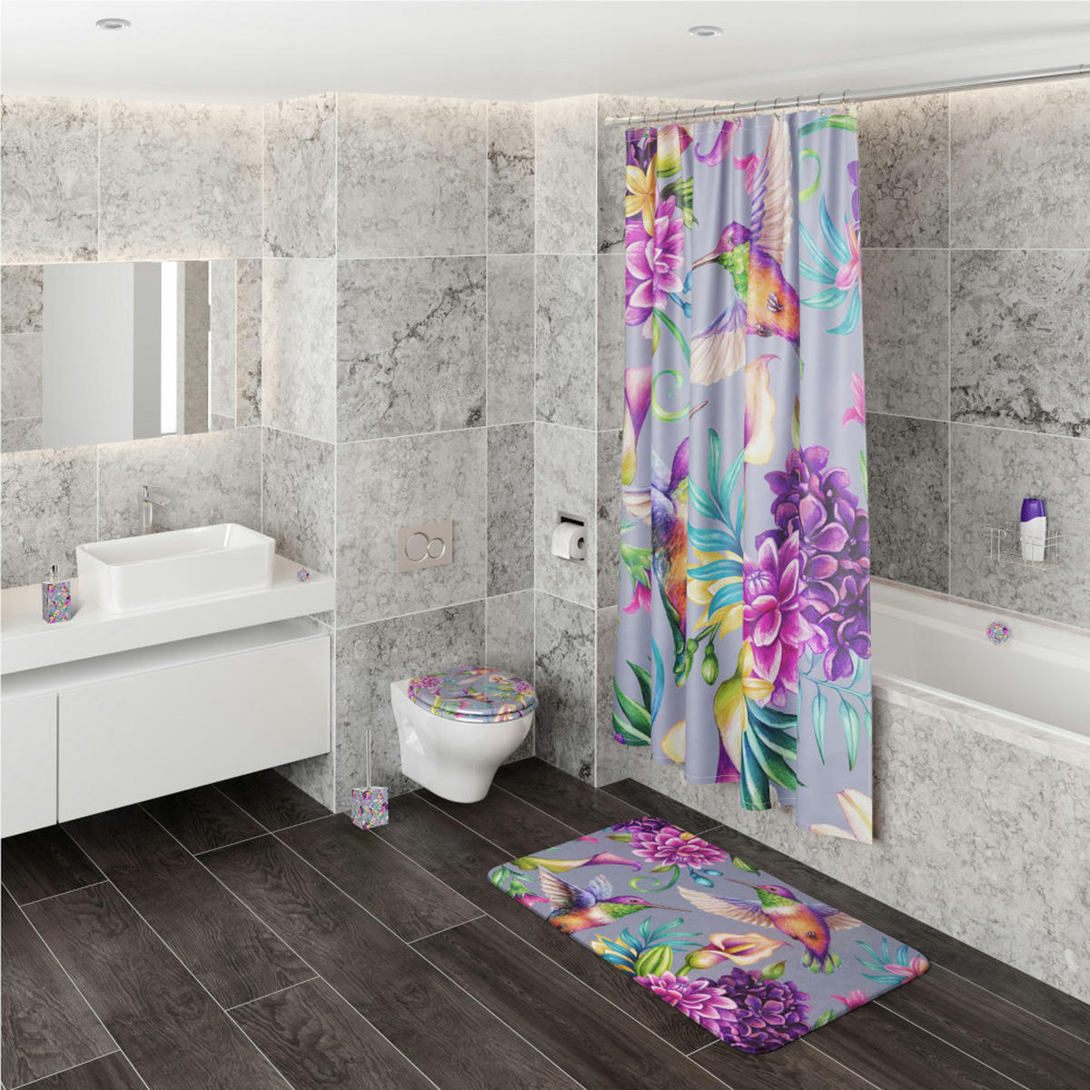 SEIFENSPENDER Kolibri - Lila/Multicolor, Kunststoff (8/16/8cm) - Sanilo