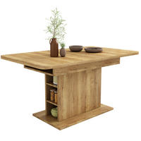 JEDILNA miza 110/130/70/75 cm raztegljiva s sredinskim podstavkom in prostorom za shranjevanje, Naravna - naravne barve, leseni material (130/70/75cm) - Redom