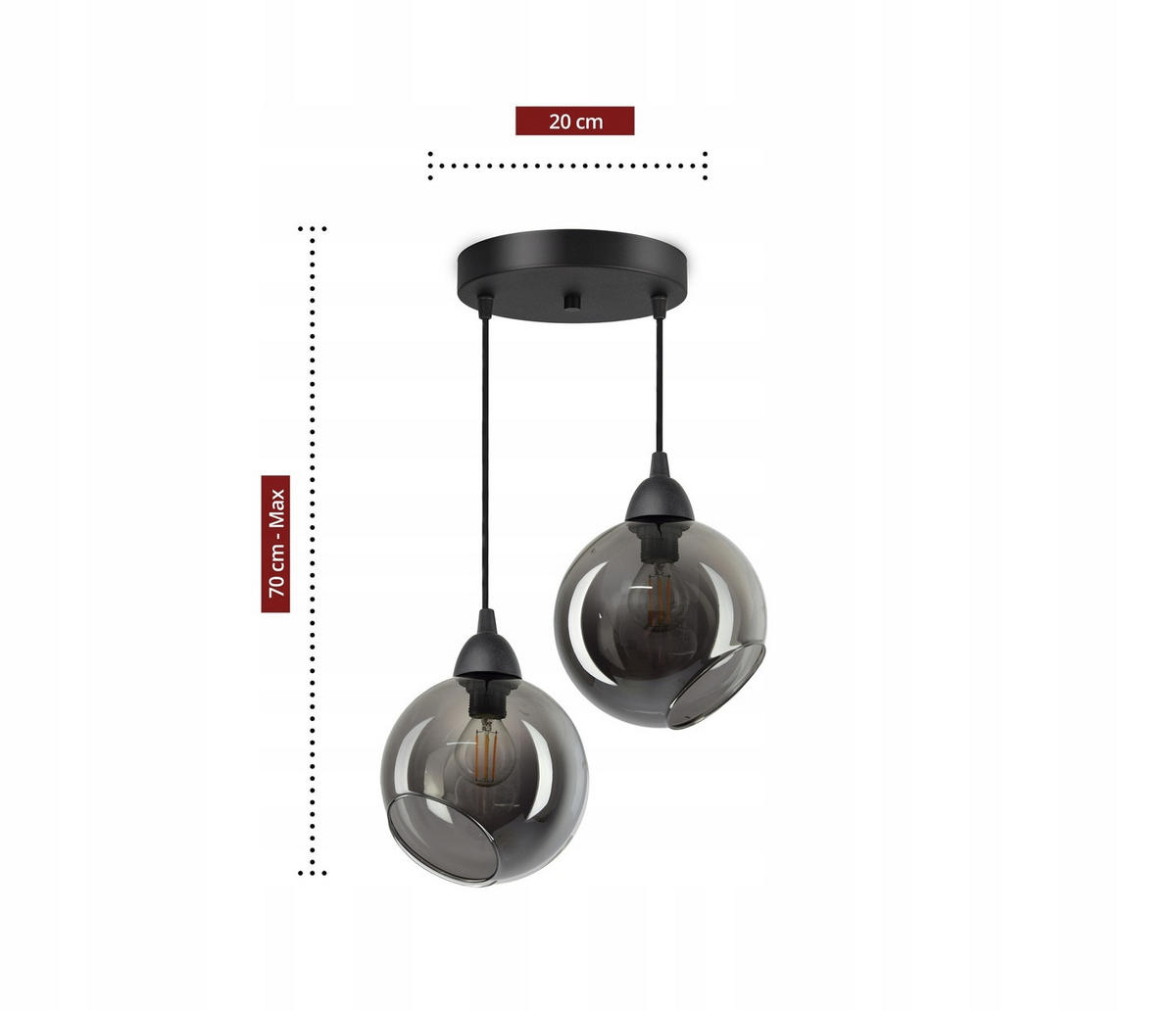 PENDELLEUCHTE Kogel - Transparent/Anthrazit, Glas/Metall (30/30/80cm) - kiki design