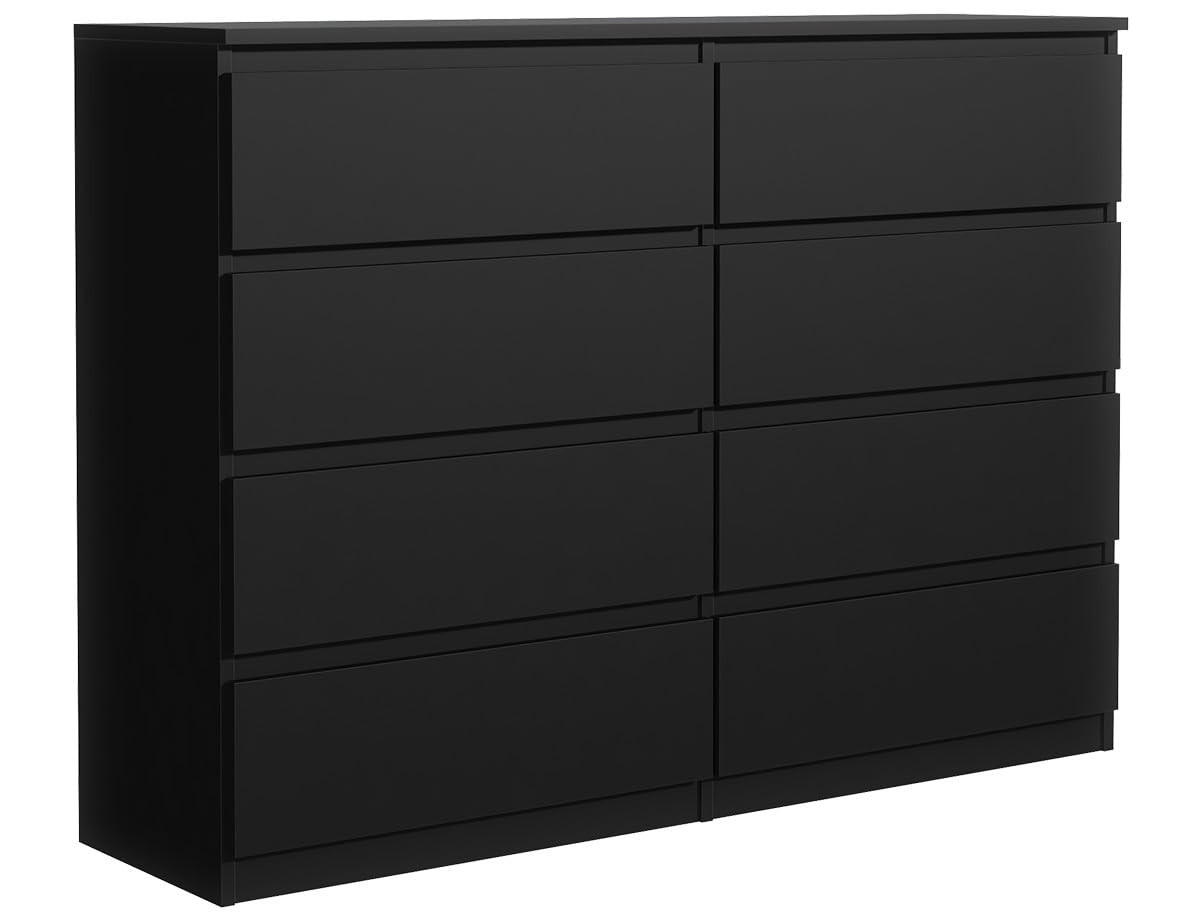 KOMMODE mit 8 Schubladen 140 cm Schwarz - Schwarz, Holzwerkstoff (138.5/101.5/39cm) - MebLocker