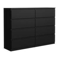 KOMMODE mit 8 Schubladen 140 cm Schwarz - Schwarz, Holzwerkstoff (138.5/101.5/39cm) - MebLocker