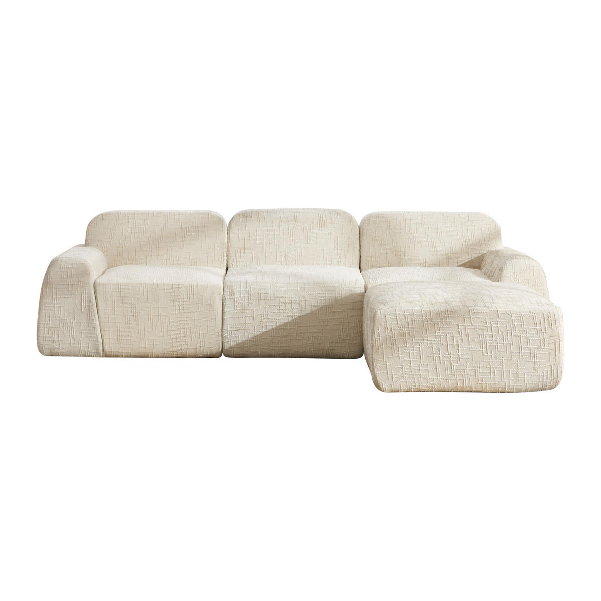ECKSOFA 269.5/182.5/73 cm Beige mit beweglicher Fußhocker - Beige, Textil (182.5/269.5cm) - Oxeza