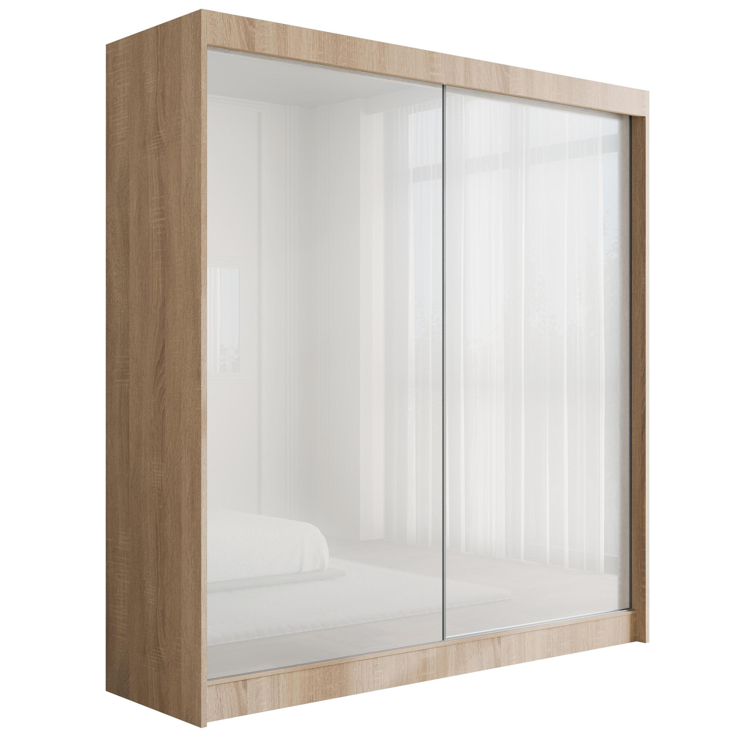 KLEIDERSCHRANK PEKA - 200 cm - Sonoma Eiche|Weiß - Weiß/Sonoma Eiche, Holzwerkstoff (200/215/61cm) - ALTDECOR
