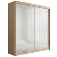 KLEIDERSCHRANK PEKA - 200 cm - Sonoma Eiche|Weiß - Weiß/Sonoma Eiche, Holzwerkstoff (200/215/61cm) - ALTDECOR