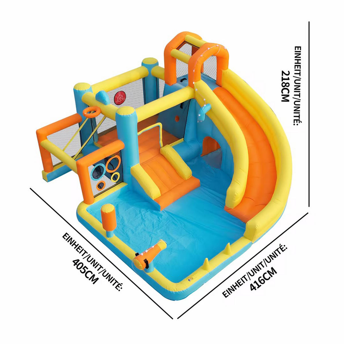 HÜPFBURG Wasserpark 405x416x218 cm - Multicolor, Textil (416/405/218cm) - LEBENLANG