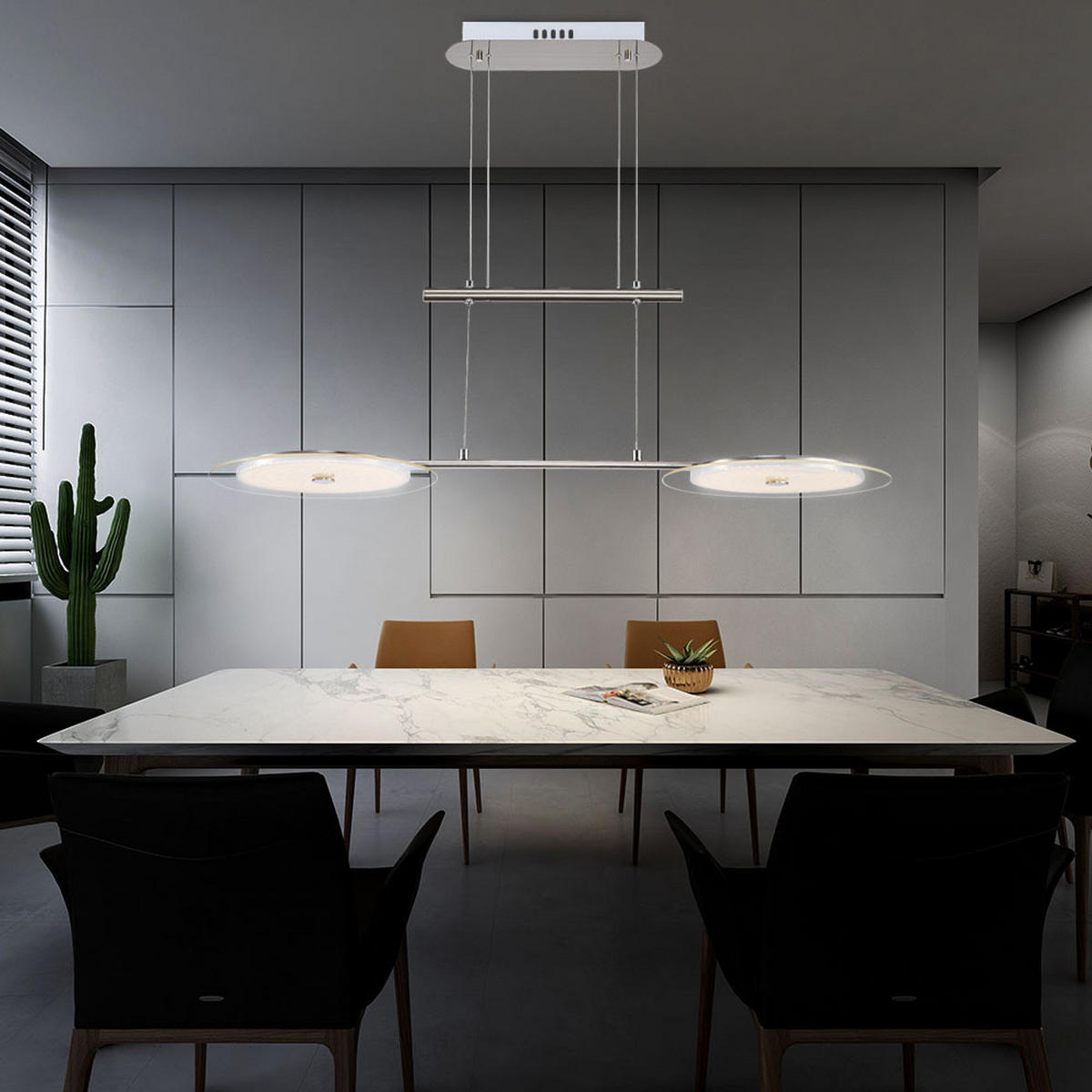 LED HÄNGELEUCHTE DARIO Chrom Silber - Silberfarben, Glas (90/30/150cm) - Globo Lighting