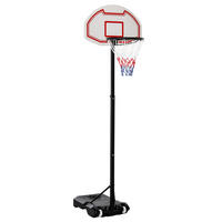 BASKETBALLKORB, Stahl, Schwarz / Rot / Weiß, 73L x 49B x 194-249H cm - Rot/Weiß, Metall (49/73cm) - HOMCOM