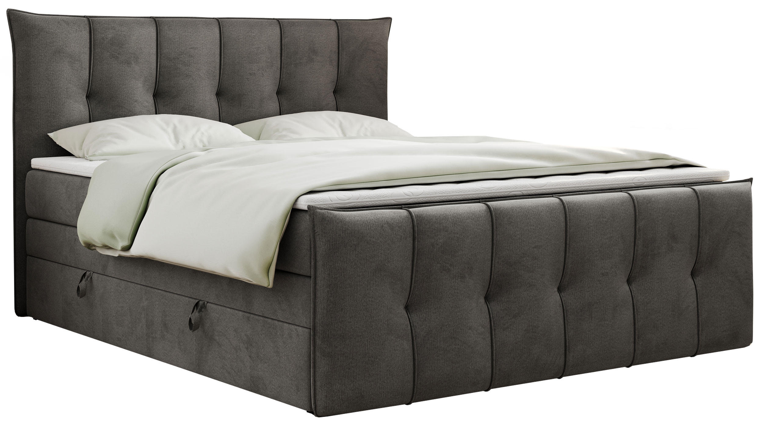 BOXSPRINGBETT PREMIUM 11 KING 140/200 Hellgrau Velvet - H4 - Grau, Holz/Textil (140/200cm) - MKS