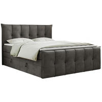 BOXSPRINGBETT PREMIUM 11 KING 180/200 Hellgrau Velvet - H4 - Grau, Holz/Textil (180/200cm) - MKS