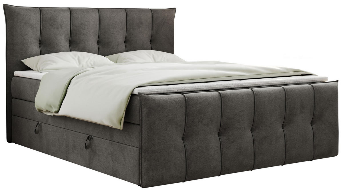 BOXSPRINGBETT PREMIUM 11 KING 180/200 Hellgrau Velvet - H4 - Grau, Holz/Textil (180/200cm) - MKS