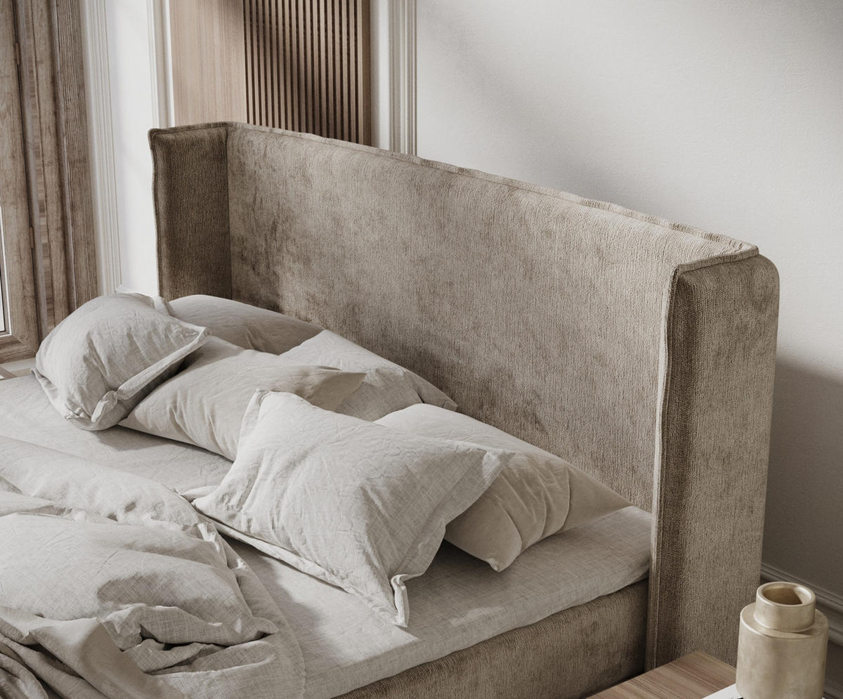KONTINENTALBETT Ardis Beige 160/200 cm mit Matratze und Topper - Beige/Schwarz, Holz/Holzwerkstoff (160/200cm) - Maison de Reve