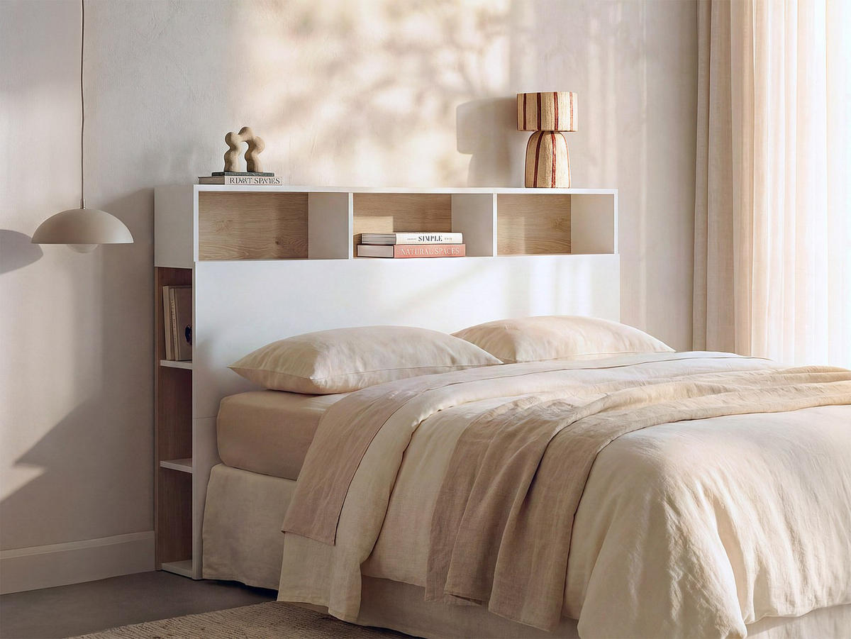 BETTKOPFTEIL - 2 Personen - Holz, Platte - Weiß - - Weiß, Holz (162/100/23cm) - Vente-Unique
