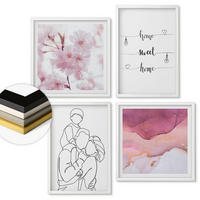 WANDBILDER 4er-Set - 50x50 cm & 40x60 cm Weißer Rahmen - Blumenfamilie minimalistisch - Weiß, Kunststoff (50/50cm) - ArtPrintCave