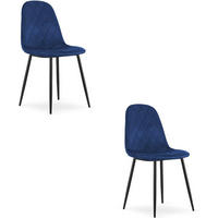 ESSZIMMERSTUHL 2er Set Marineblauer Velours, Diamant-gepolsterte Rückenlehne, Bequeme Sitzfläche - Blau, Textil (46/89/51cm) - Best For Home