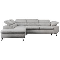 ECKSOFA PETER L Hellgrau Velvet - Links Seite - Hellgrau/Schwarz, Textil/Metall (208/273cm) - MKS