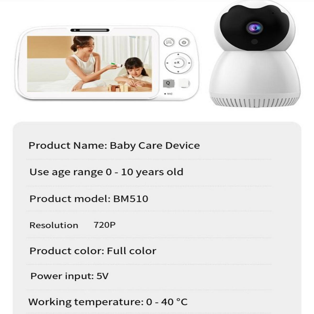 BABYPHONE, HD 720p,USB-Anschluss - Weiß, Kunststoff - Authentics