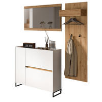 GARDEROBE-SET weiß und Artisan Eiche, Garderobe 3-teilig, 175 x 192 cm, Soft-Close, Borga - Schwarz/Weiß, Holzwerkstoff/Metall (175/192/32cm) - Inn.Furn