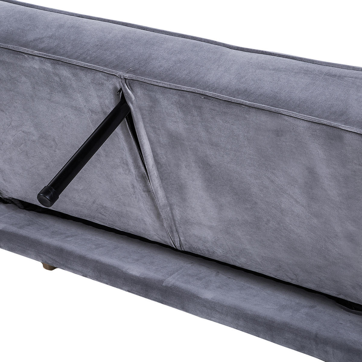 3-SITZER-SCHLAFSOFA Samtstoff Grau Visnes - Grau, Textil (218/80/81cm) - Beliani