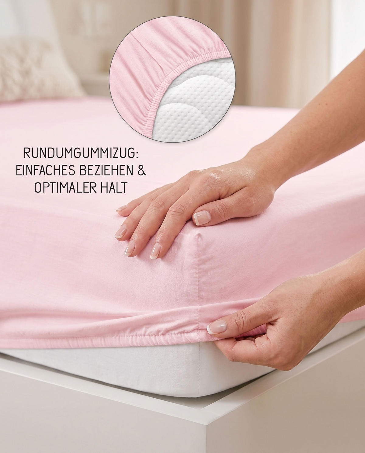 SPANNBETTTUCH Basic Jersey rose, 140x200 cm - 160x200 cm - Rosa, Textil (160/200cm) - biberna