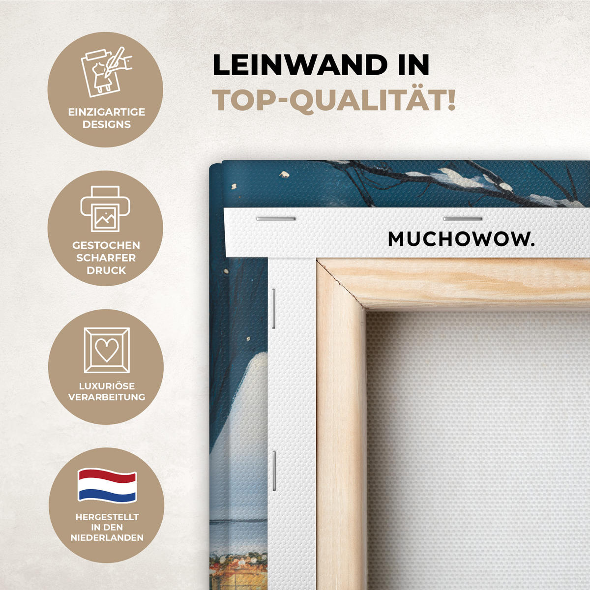 LEINWANDBILD Weihnachten - Weihnachtsbaum - Winter - Zuhause - Schnee 20x30 cm - Smaragdgrün, Textil (20/30cm) - MuchoWow