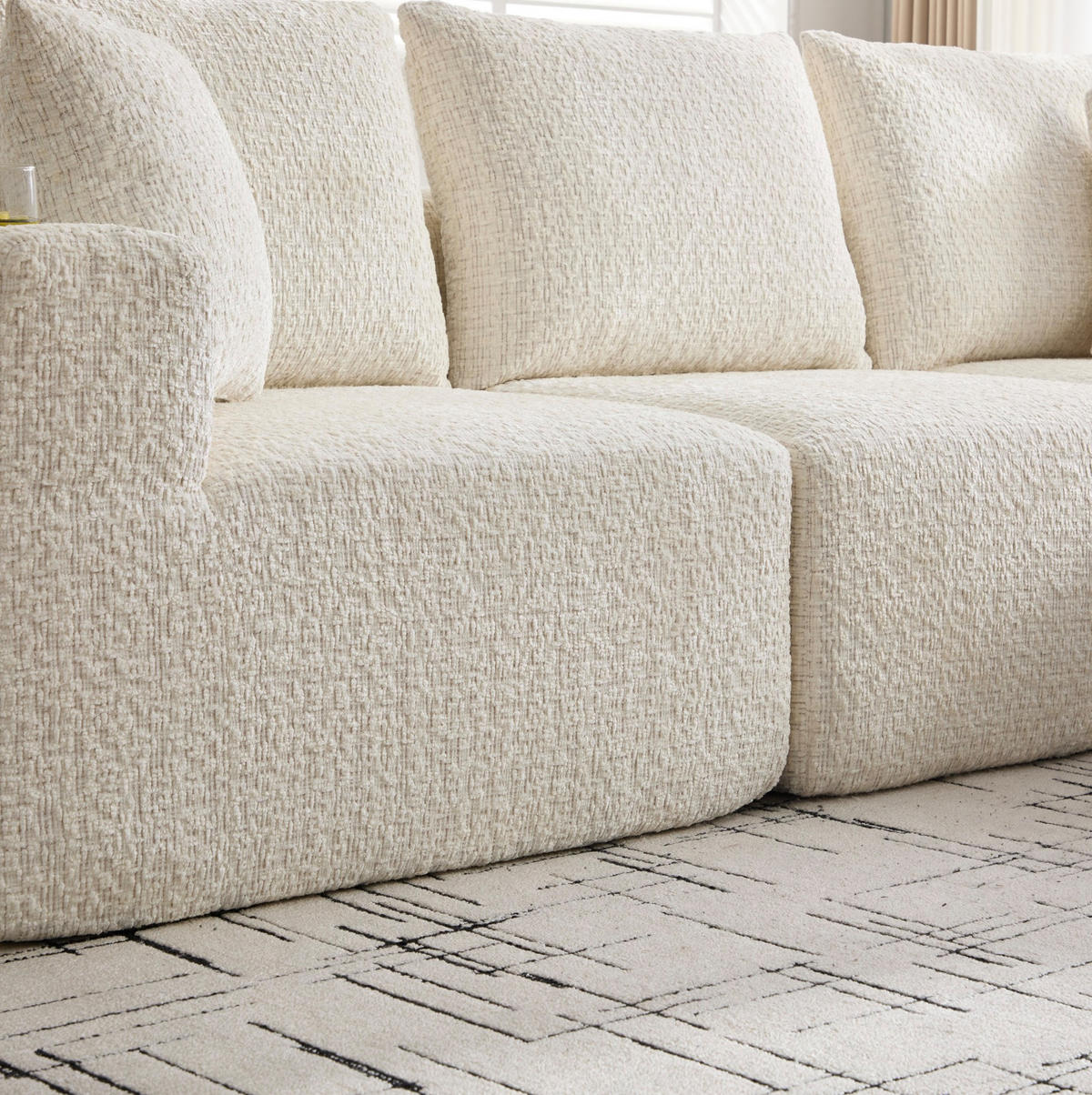 SOFA modular 2-teilig Chenille Beige - Beige, Textil (165/261cm) - Meubliv