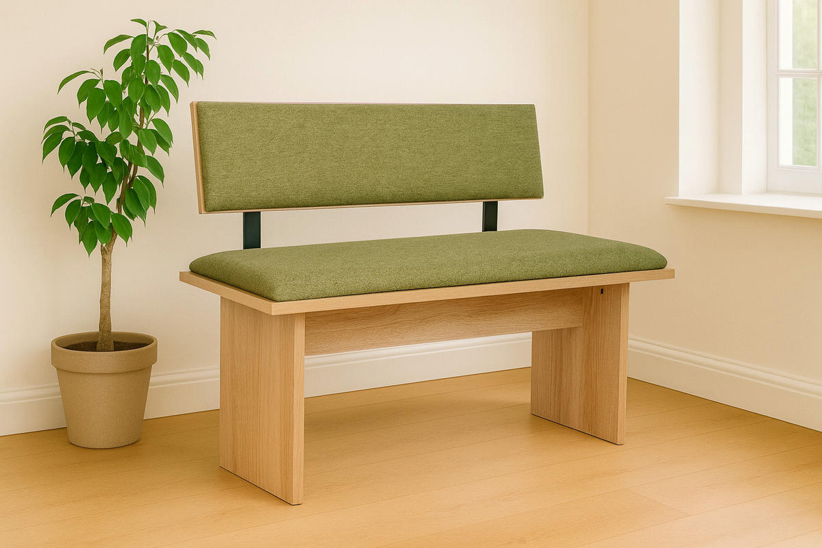 SITZBANK Die Stilvolle - Eichefarben/Grün, Holzwerkstoff/Textil (48/85/125cm) - Kundler Home