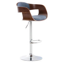 BARHOCKER Stoff walnuss/blau - Blau/Walnussfarben, Textil/Metall (50/88/48cm) - CLP