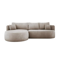 ECKSOFA FIORE-L Moderne Ausziehbare Schlaf-Funktion, automatischer Auffaltung, lose Rückenkissen freistehend LINKS 284x183x82 cm cm Beige - Beige, Holz/Textil (183/284cm) - DomoHome
