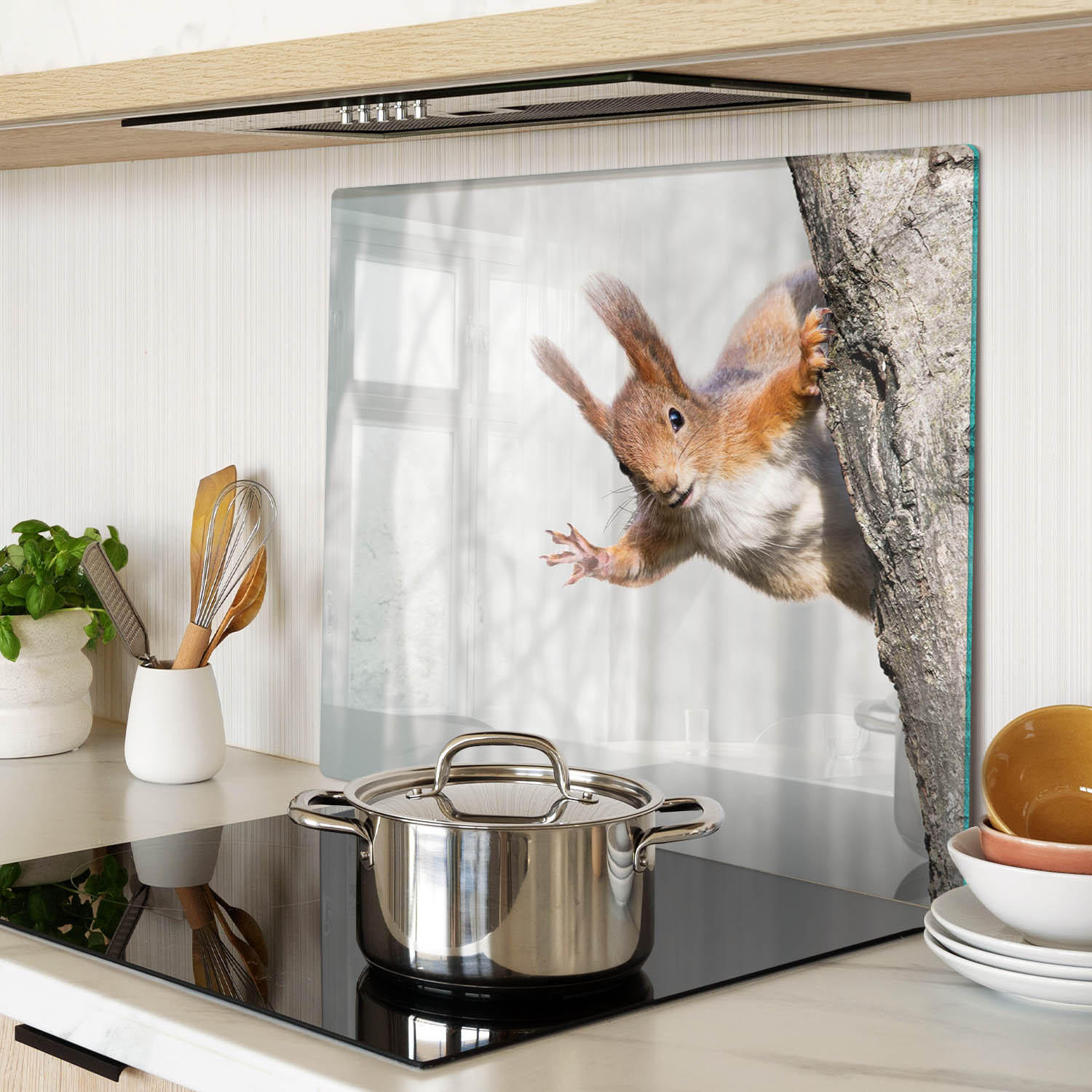 GLASPLATTE 60x52 cm Eichhörnchen - Beige, Glas (60/0.4/52cm) - TULUP