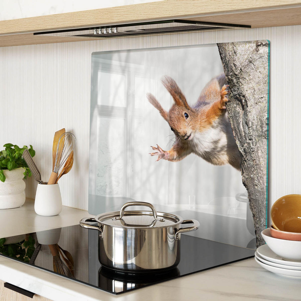 GLASPLATTE 60x52 cm Eichhörnchen - Beige, Glas (60/0.4/52cm) - TULUP