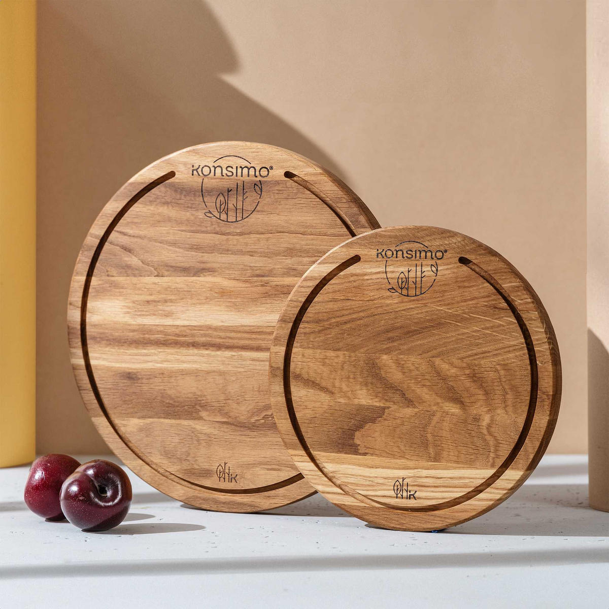 SCHNEIDEBRETT Holz Eiche geölt LESTE 2-tlg - Eichefarben, Holz (32/32cm) - KONSIMO®