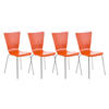 BESUCHERSTUHL Jaron, 4er Set mit Holzsitz und Metallgestell, Farbe: Orange - Chromfarben/Orange, Holz/Metall (43/84/50cm) - TPFLiving