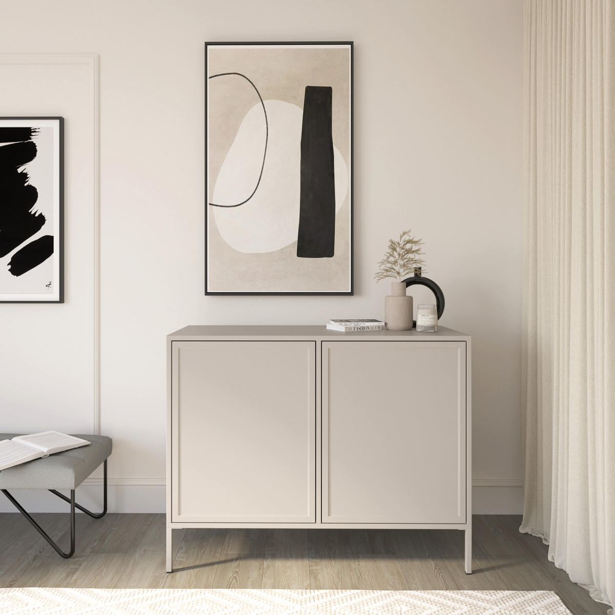 SIDEBOARD Velveto kašmír 100cm - kašmírová, kov/kompozitné drevo (100/86/40cm) - Selsey