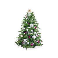 LAALU WEIHNACHTSBAUM geschmückt künstlich mit 222 Ornamenten POLAR PINK II 500 cm Baum mit Ständer und Weihnachtsschmuck - Silberfarben/Weiß, Kunststoff (500cm) - LAALU