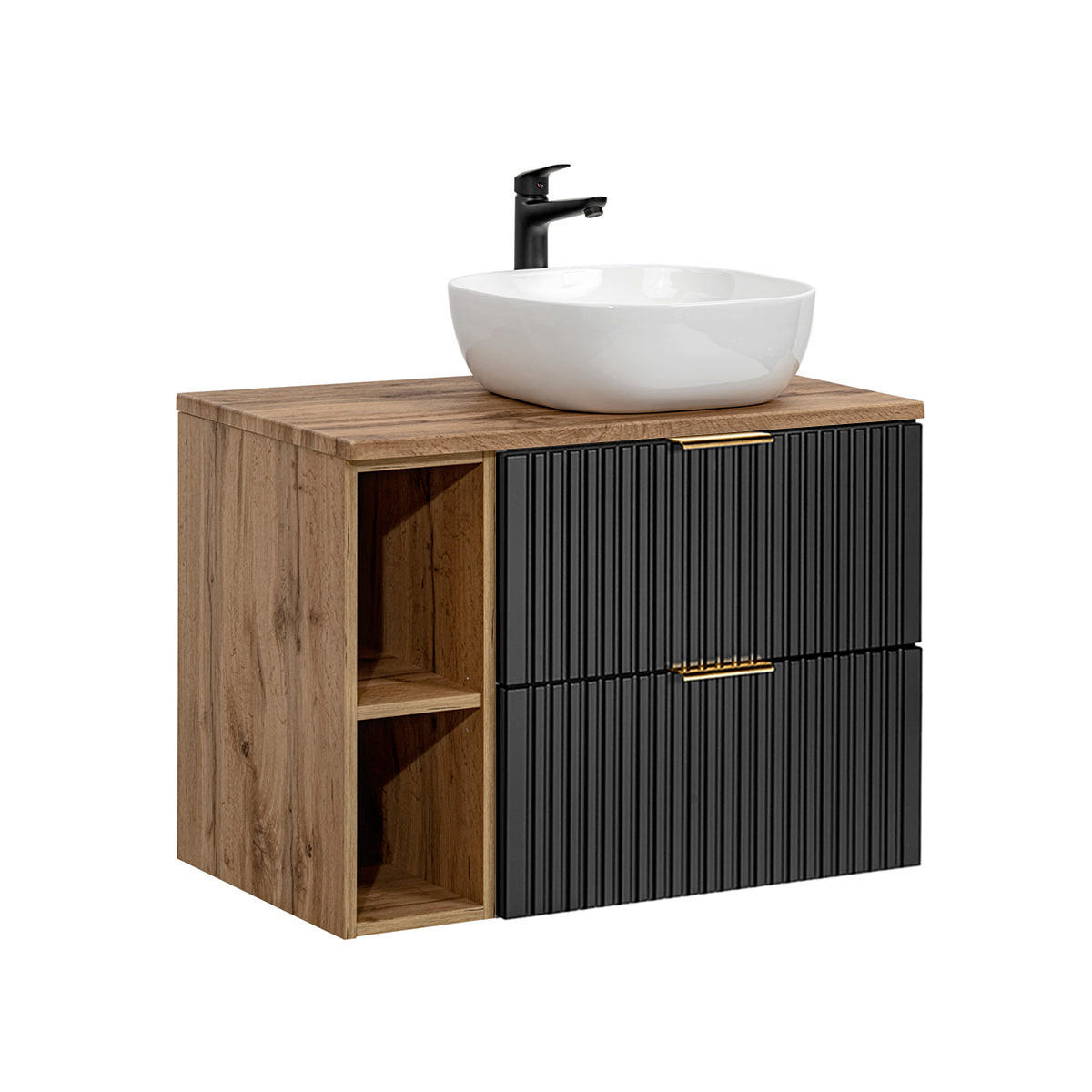 WASCHTISCH 80.6cm Adriel Schwarz - Schwarz, Holzwerkstoff (80.6/59/46cm) - Petits-meubles