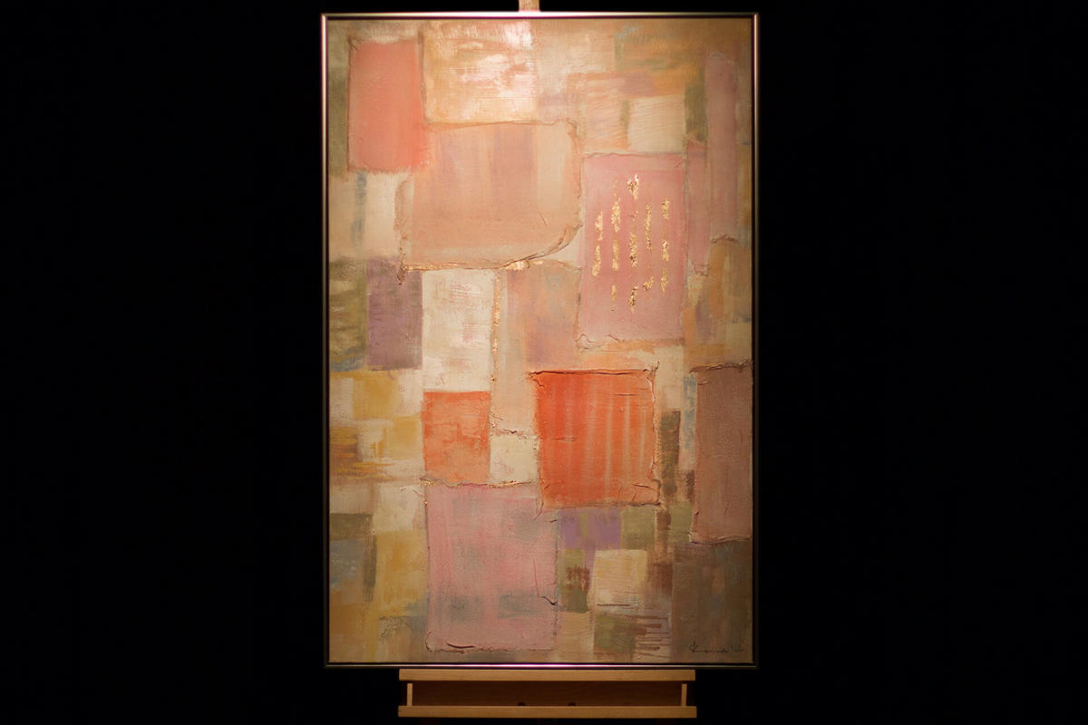 ACRYLBILD HANDGEMALT Orange 83/123 cm - Pink/Beige, Textil (83/123cm) - KUNSTLOFT