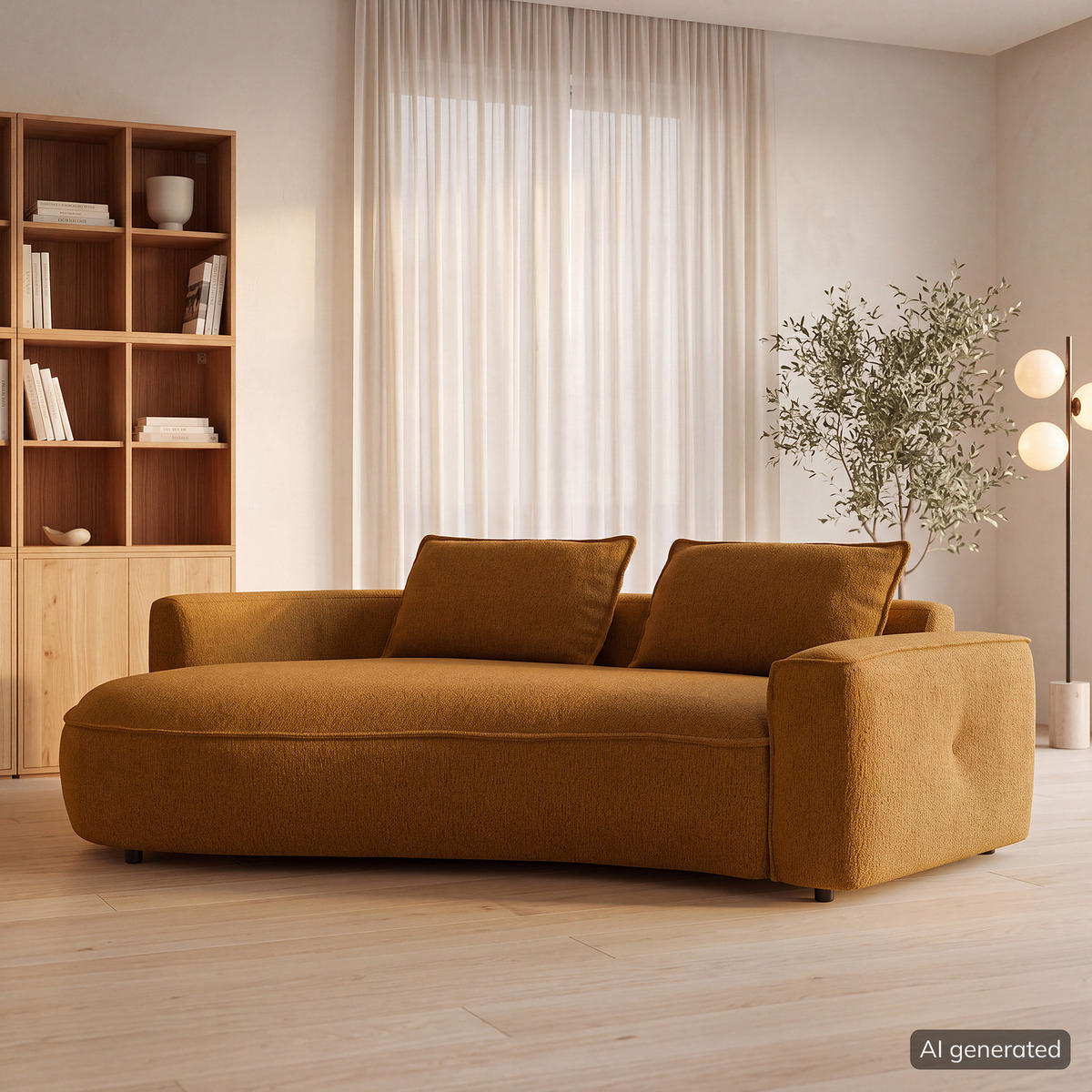 2,5-SITZER SOFA - Schwarz/Orange, Kunststoff/Textil (217/82/146cm) - home24