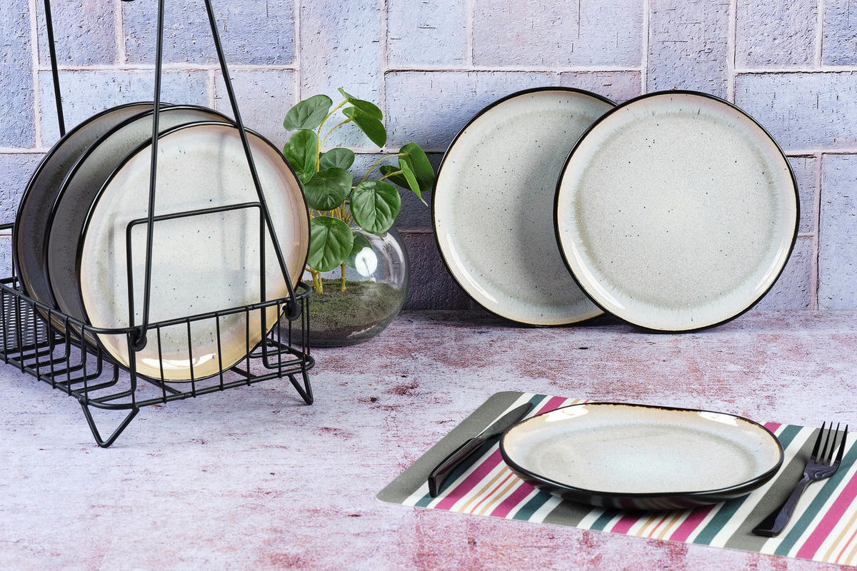 TELLER Iris Ø21,5cm - 6er-Set - Elfenbeinweiß - Weiß, Keramik (21.5cm) - Björn