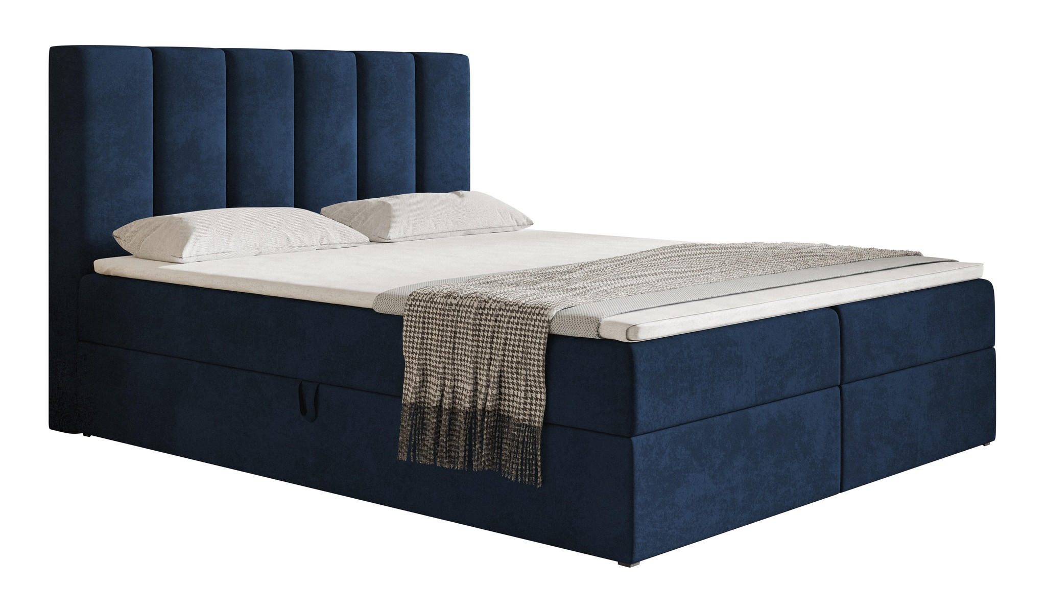 BOXSPRINGBETT 160x200 Foro, Samt, Matratze und Bettkasten, Blau - Blau, Holz/Textil (160/200cm) - Emporius