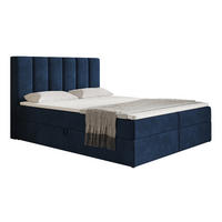 BOXSPRINGBETT 160x200 Foro, Samt, Matratze und Bettkasten, Blau - Blau, Holz/Textil (160/200cm) - Emporius