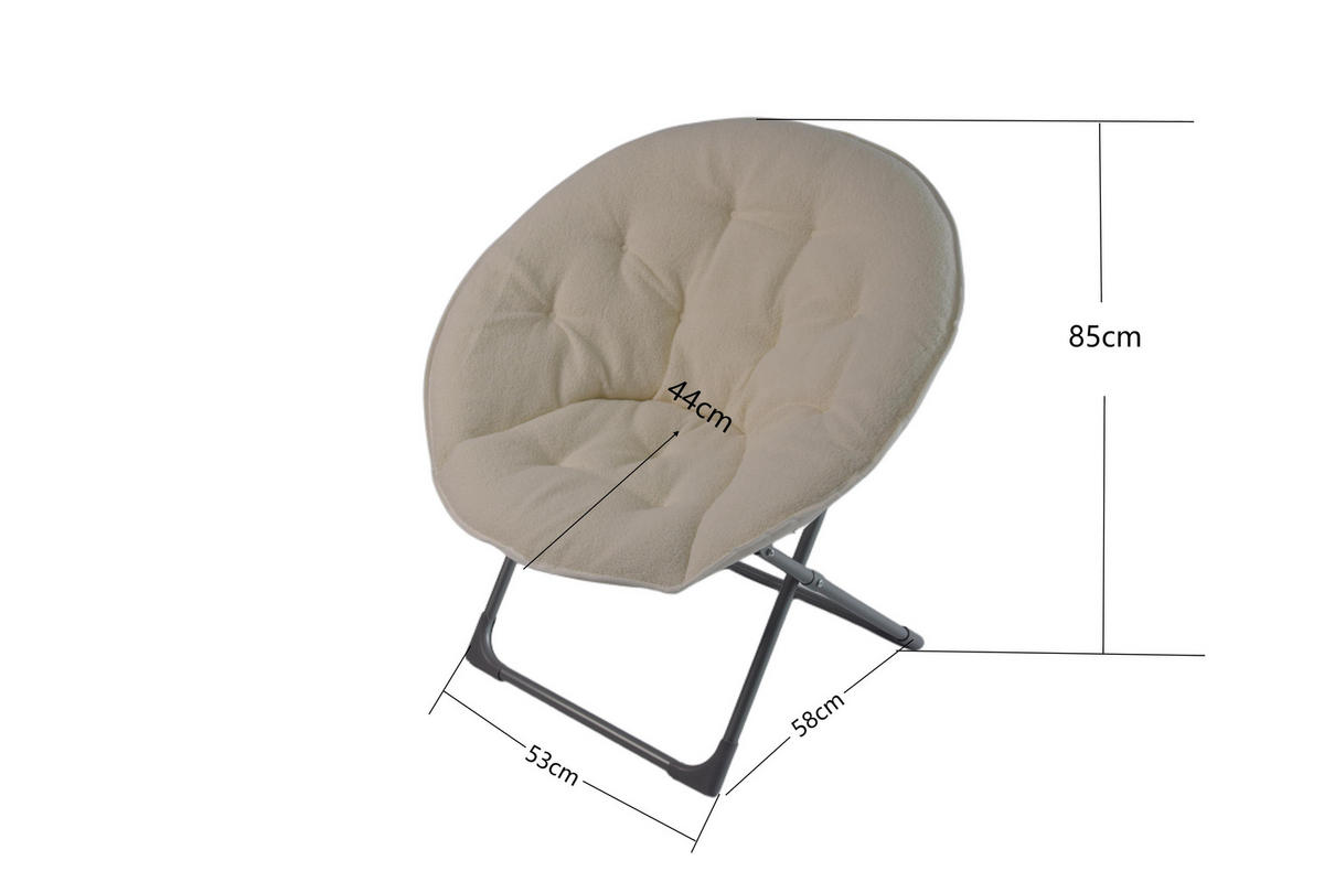 KLAPPBARER Moon Chair Stoffbezug, Metallgestell platzsparend 58/53/85 cm Weiß - Weiß, Textil (53/85/58cm) - Redom