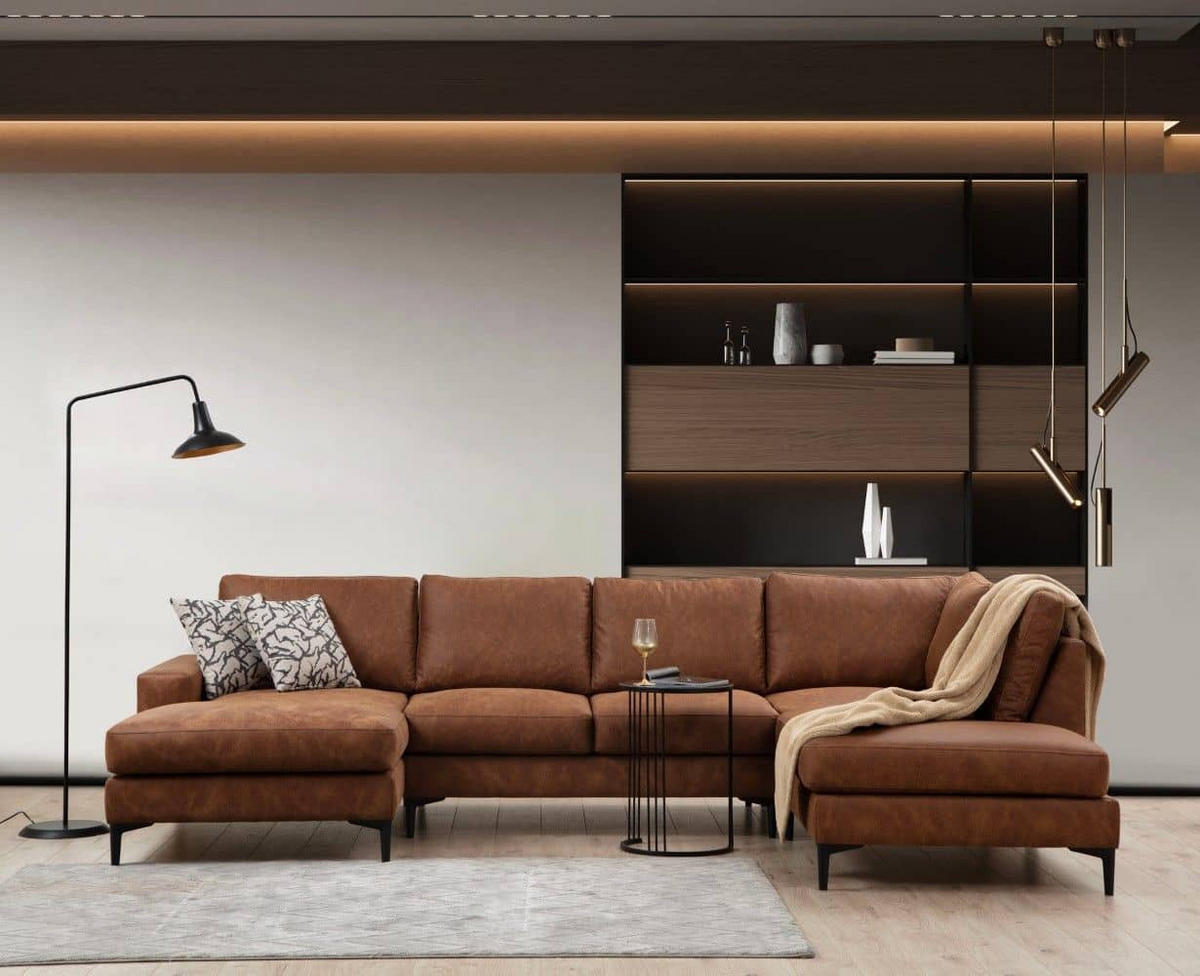 WOHNLANDSCHAFT mit großzügiger Sitzfläche für die ganze Familie - Taupe/Schwarz, Holzwerkstoff/Kunststoff (200/90/314cm) - myHomelando