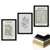 WANDBILDER 3er-Set - 20x30 cm Schwarzer Rahmen - Matisse Aquarell Boho-Design - Schwarz, Kunststoff (20/30cm) - ArtPrintCave