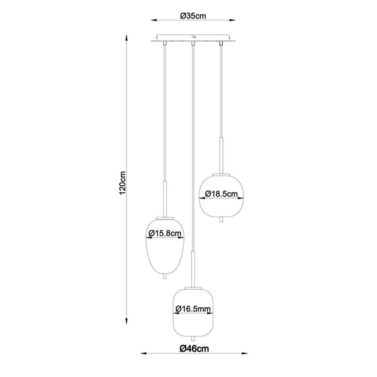 LED PENDELLEUCHTE Metall Silber 3-Flammig - Silberfarben, Glas (46/46/120cm) - Globo Lighting
