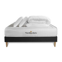 BETT Balmoral Memory-Schaum 180 x 200 cm h3 - Kit Bettgestell Schwarz - Mit Kissen und Bettdecke - Beige/Schwarz, Holz/Textil (180/200cm) - ROYAL PALACE BEDDING
