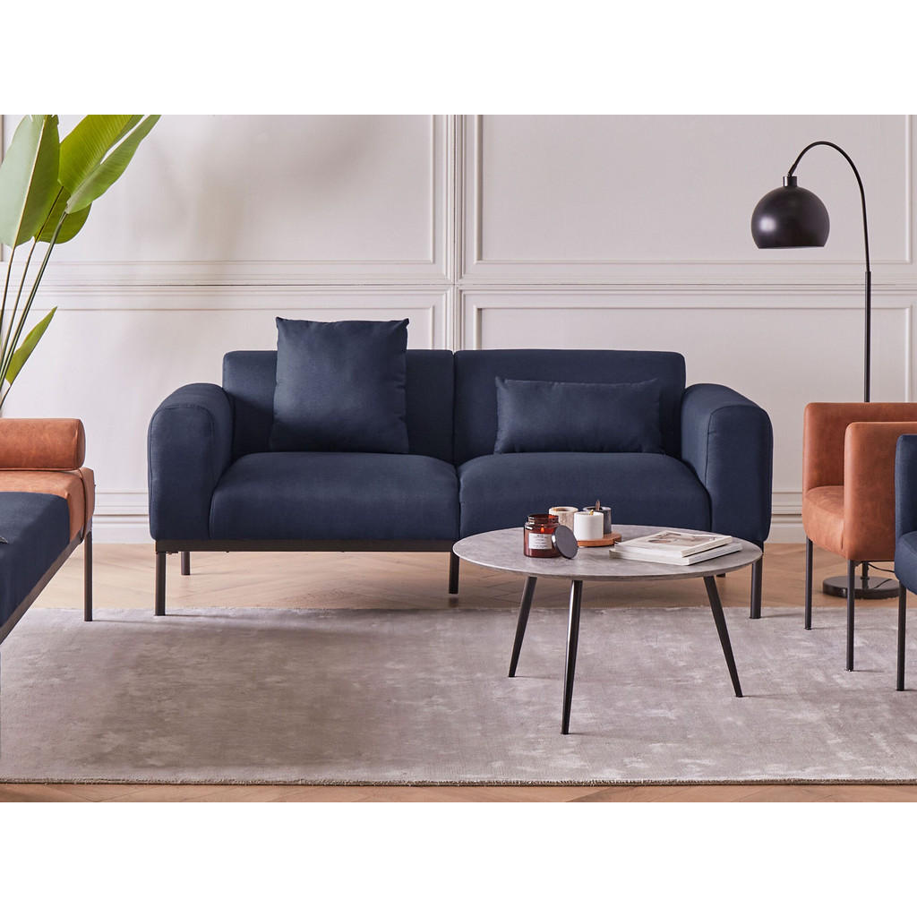 Thumbnail - Beliani 2-Sitzer-Sofa, Blau, Schwarz, Textil, 196x78x85 cm, Wohnzimmer, Sofas & Couches, Sofas, 2-Sitzer Sofas