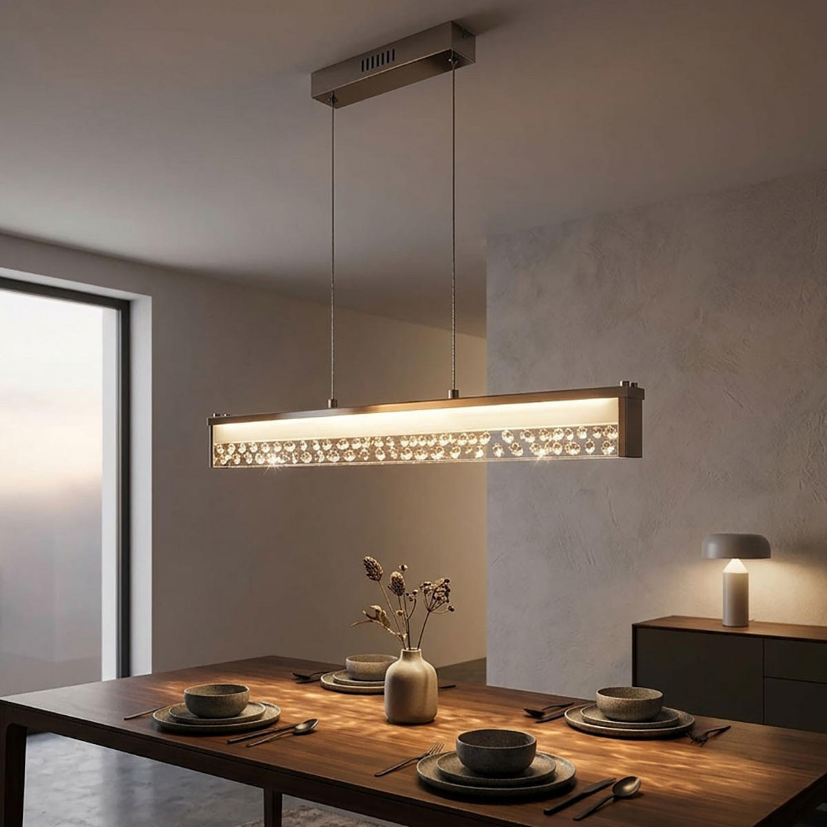 LED HÄNGELEUCHTE Doriana Silber Kristallglas - Silberfarben, Glas (78/4/120cm) - Esto